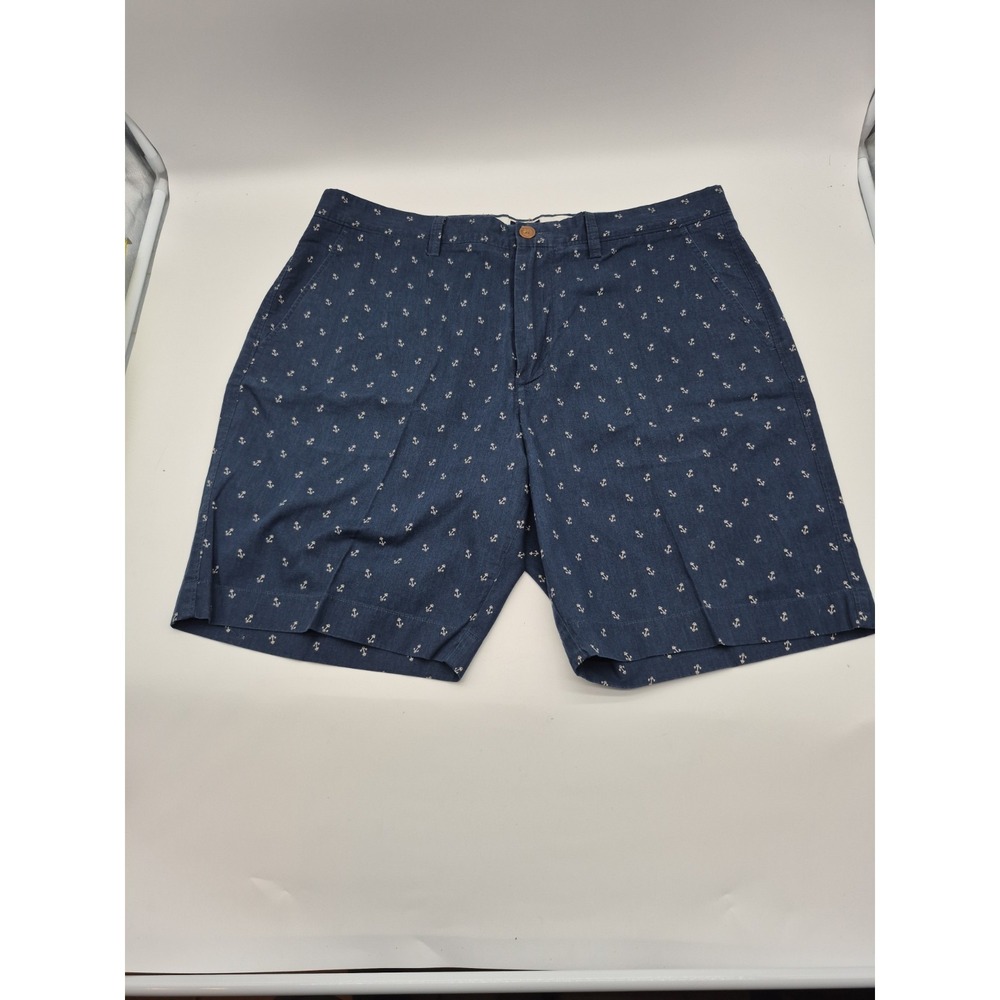 J Crew Shorts Mens 35W Blue Gramercy Cotton Anchor Nautical Preppy Coastal